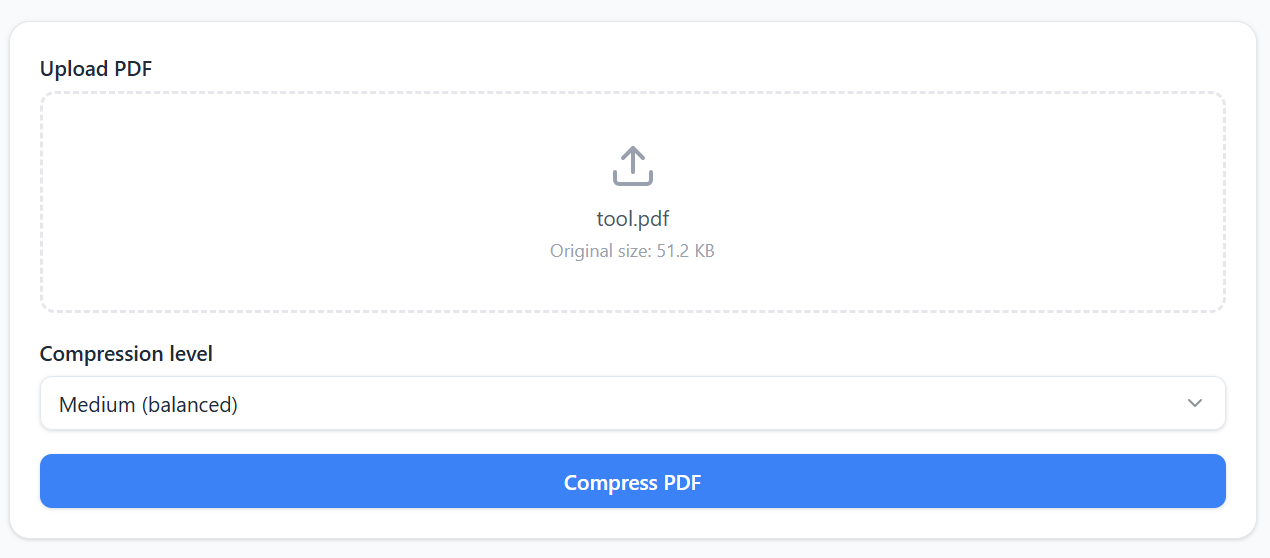 Step 2: Upload and choose compression level